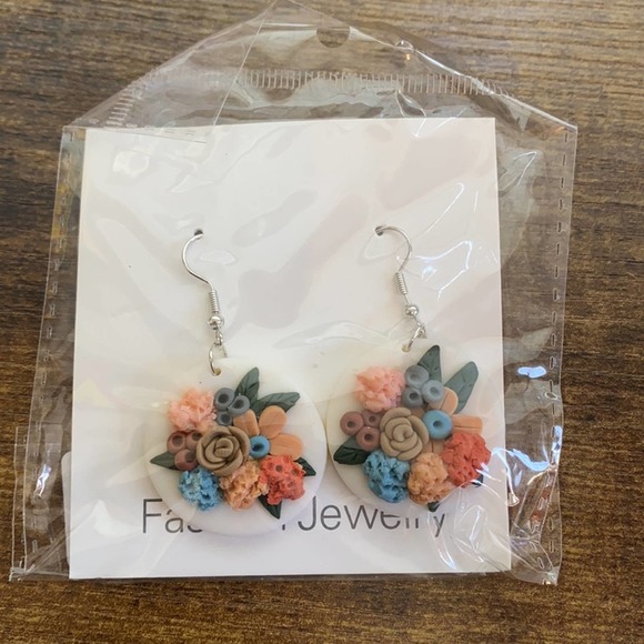 Boho Round Ceramic Colorful Flower Drop Ea… - Picture 5 of 9